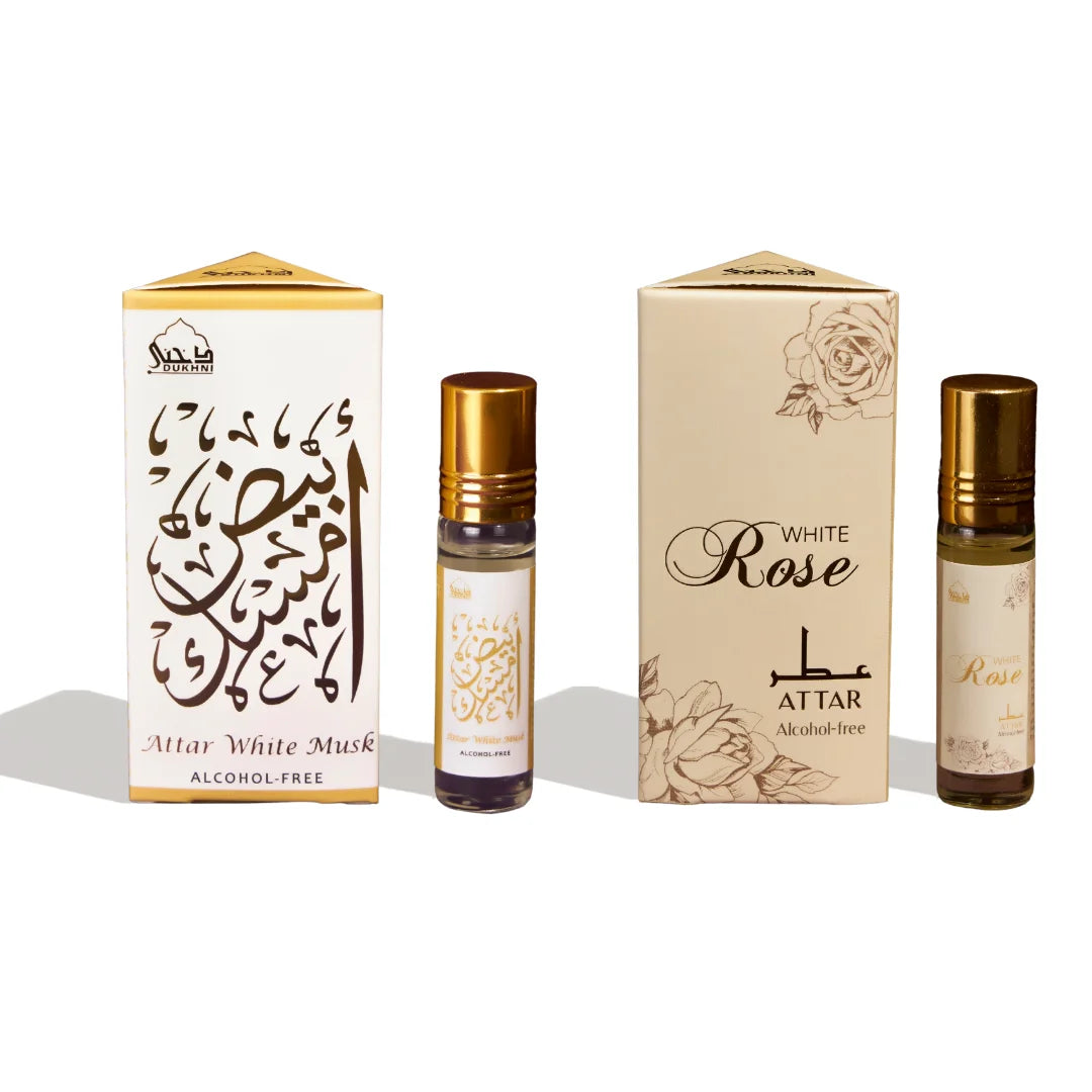 Dukhni White Musk And White Rose Attar Oil Set Of 2 Attars Arabic Gift IN