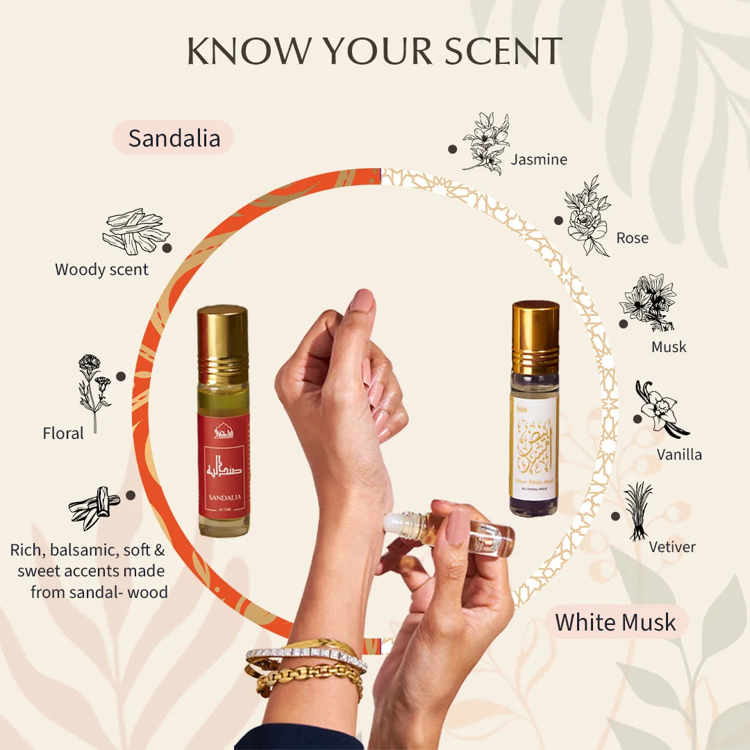 Get White Musk And Sandalwood Scent Attar Rich Musk Vanilla Sandal Fragrance Unisex Attars Islamic Gifts