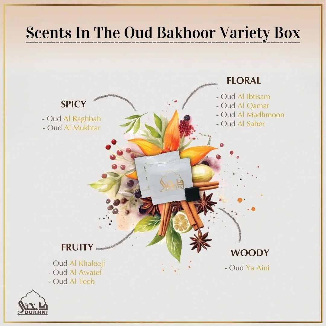 assortment of scents non-toxic easy to use smokeless bakhoor