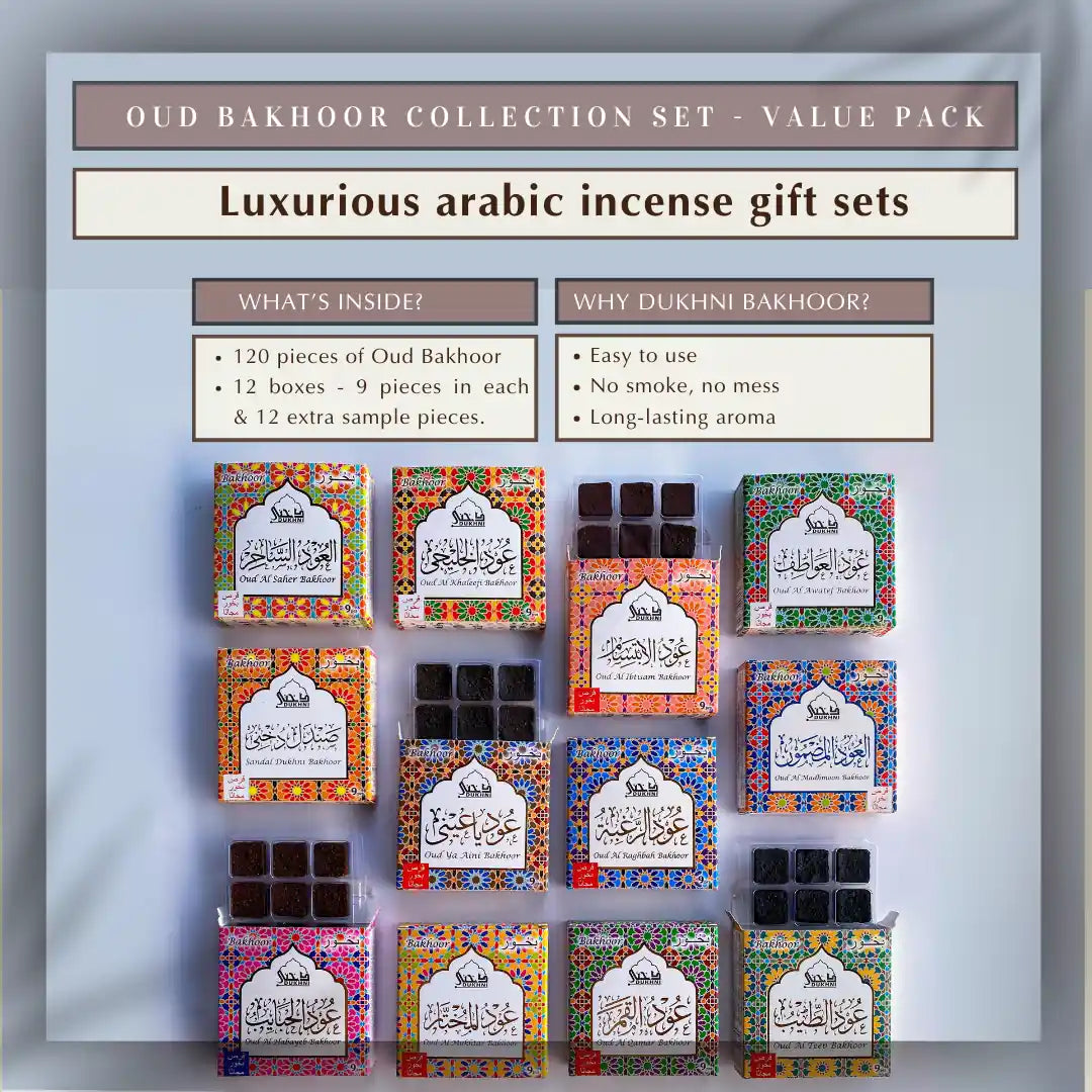 12 Assorted Scents 120 Pieces Arabic Incense Bakhoor Gift Set Oudh Fragrance Long Lasting Aroma Mega Pack