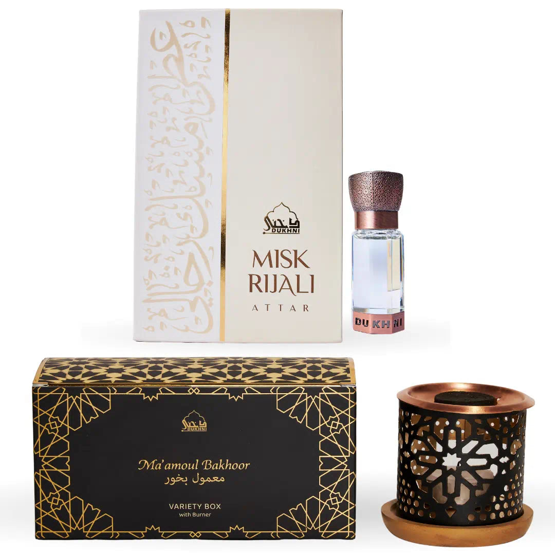 Ma'amoul Bakhoor Variety Box with Burner & Misk Rijali Attar