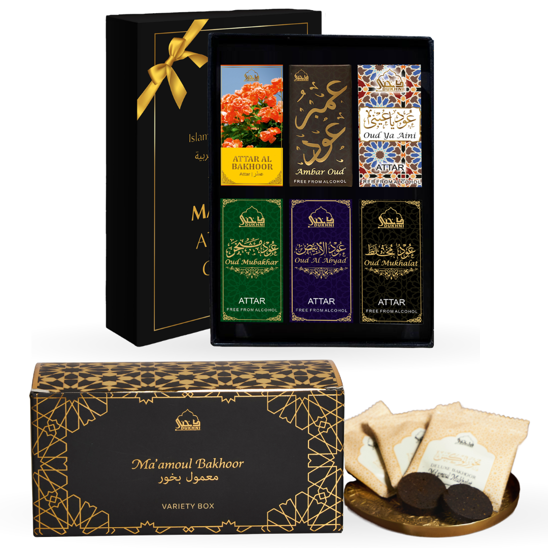 Ma'amoul Bakhoor Variety Box (20 Pieces) & Ma'amoul Attar Oil Set - 6 Bottles x 6 ml