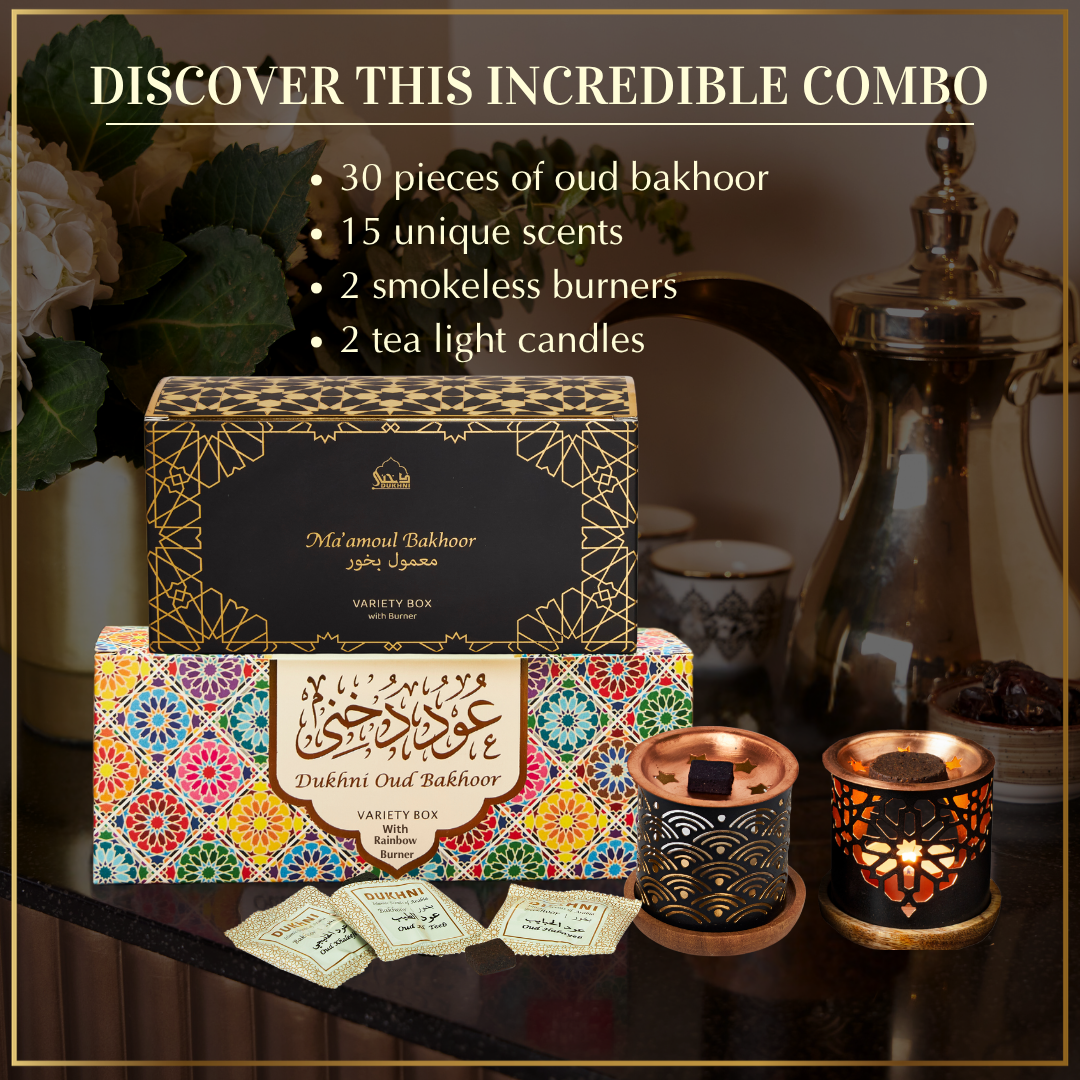 Oud Bakhoor Variety Box With Burner + Ma'amoul Bakhoor Variety Box With Burner