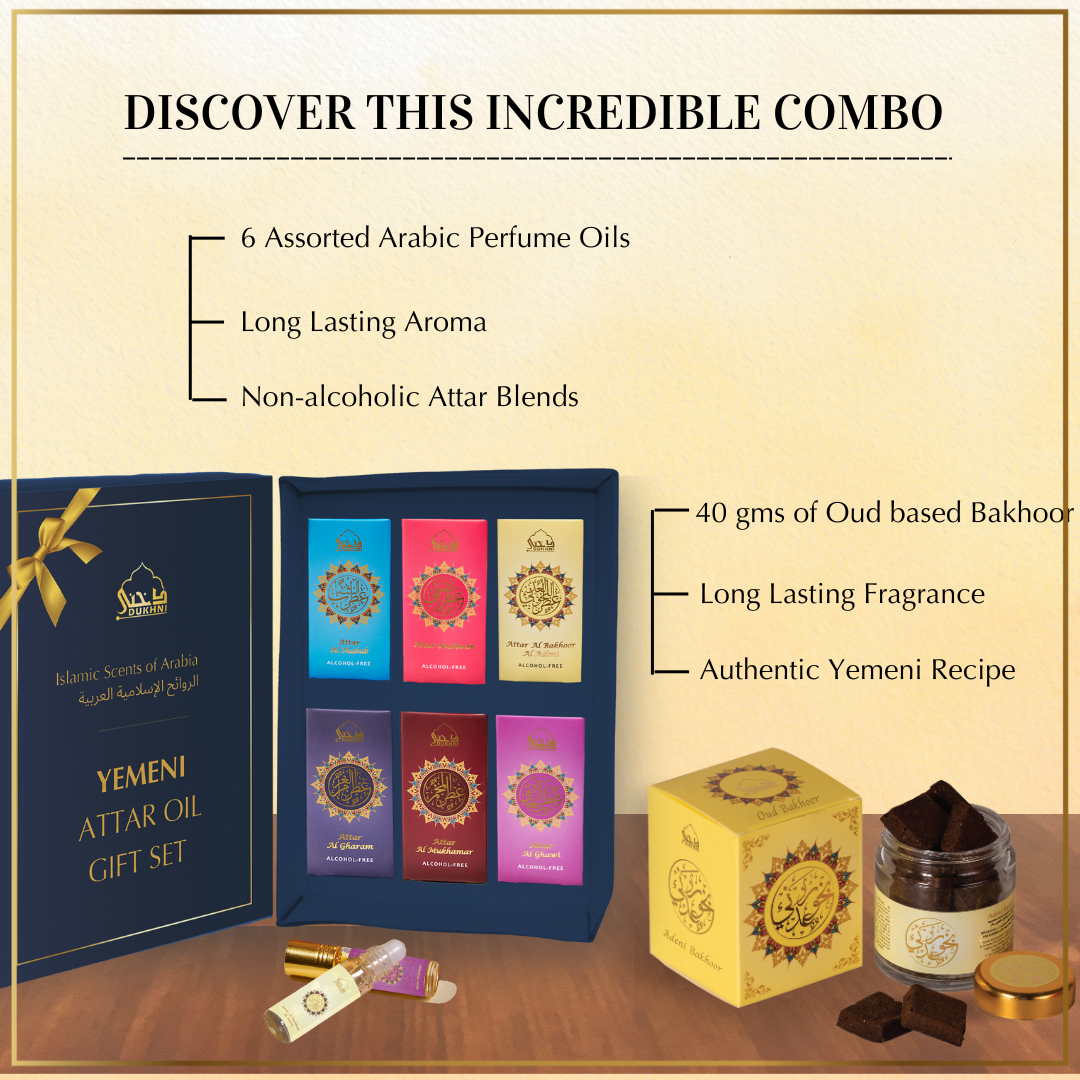 Bakhoor Adeni & Yemeni Attar Oil Set - 6 Bottles x 6 ml