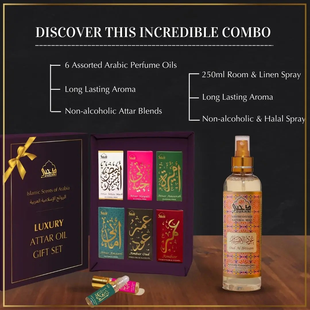 Luxury Non-Alcoholic Arabic Roll-On Perfume Oils And Oud Room Spray Natural Air Freshener