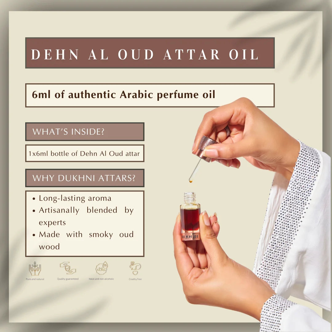 Dehn Al Oud Attar Oil Non Alcoholic Arabic Attar Oil By Dukhni Smokey Oud Perfume Oil