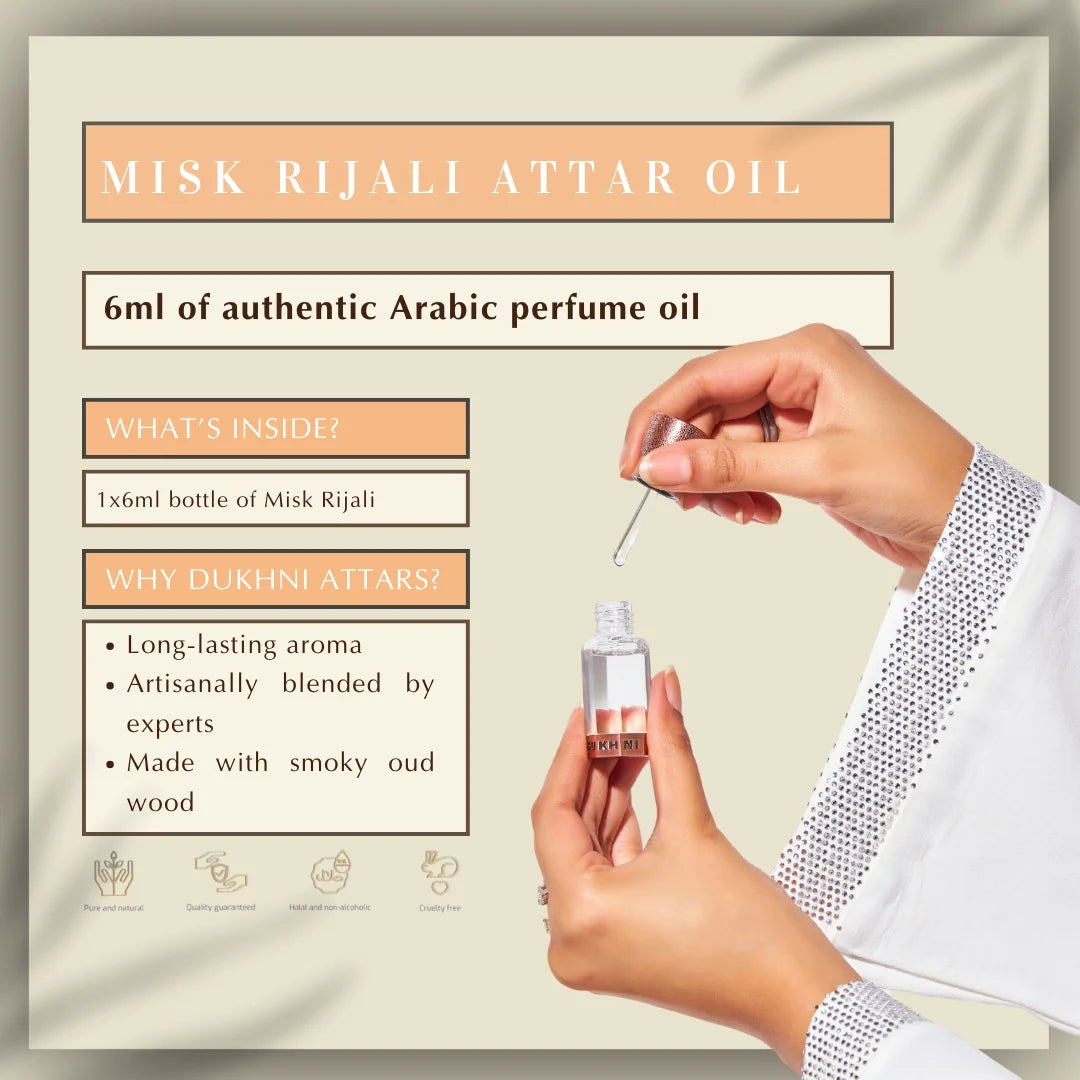Misk Rijali Attar Oil Non Alcoholic Arabic Attar Oil By Dukhni Oud Musk Perfume Oil