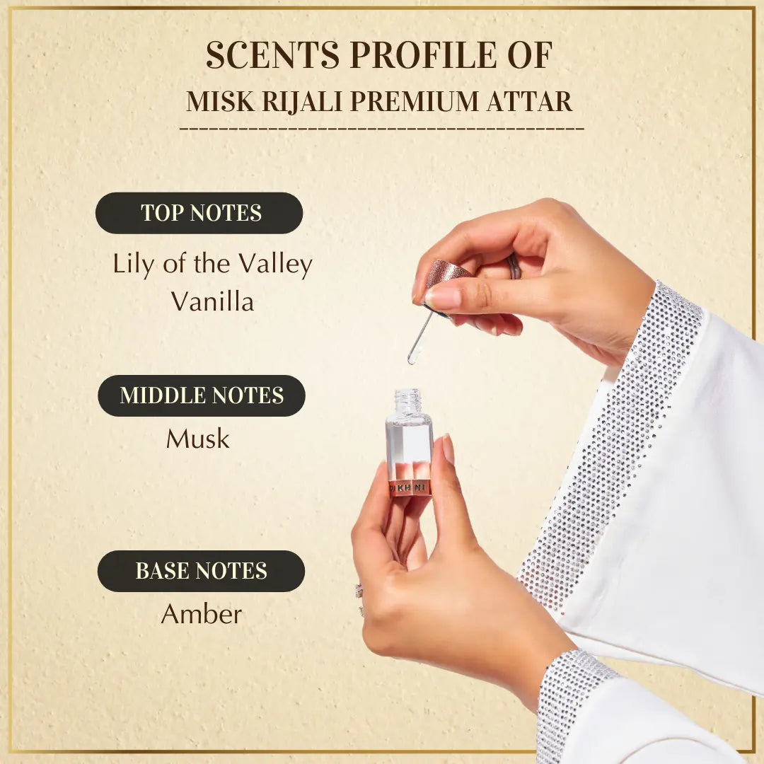 6ml Misk Rijali Premium Attar Musk Based Attar Lily Of Valley Vanilla Musk Amber Perfume