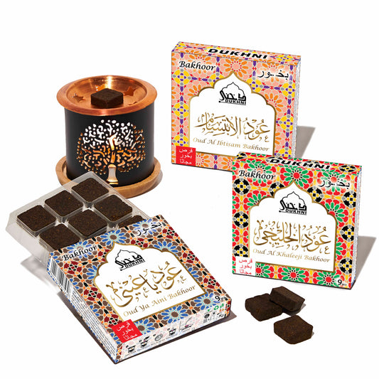 Oud Ya Aini, Ibtisam, Khaleeji Bakhoor & Tree of Life Burner