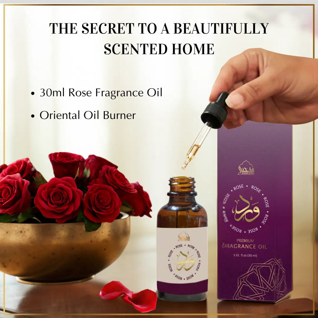 Premium Rose Fragrance Oil + Oriental Oil Burner