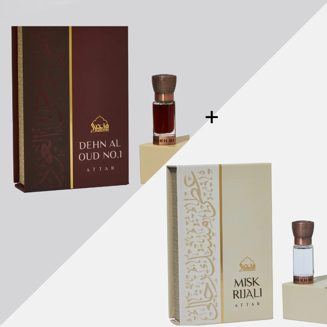 Dukhni Dehn Al Oud And Misk Rijali Attar Oil Non Alcoholic Arabic Attar Combo