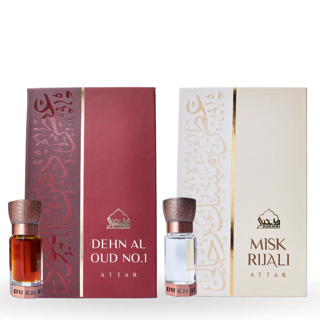 Dukhni Dehn Al Oud And Misk Rijali Attar Oil Set Of Non Alcoholic Attars