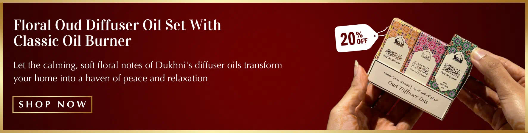 Dukhni Floral Diffuser Oil Set 3 Assorted  Scents With Classic Oil Burner IN