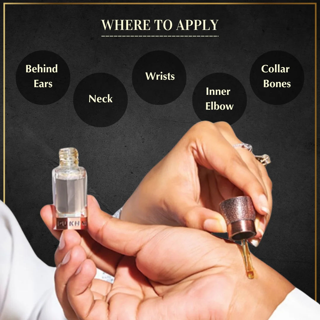 Dukhni Misk Rijali Attar Apply On Wrist Neck Inner Elbow For Long Lasting Fragrance