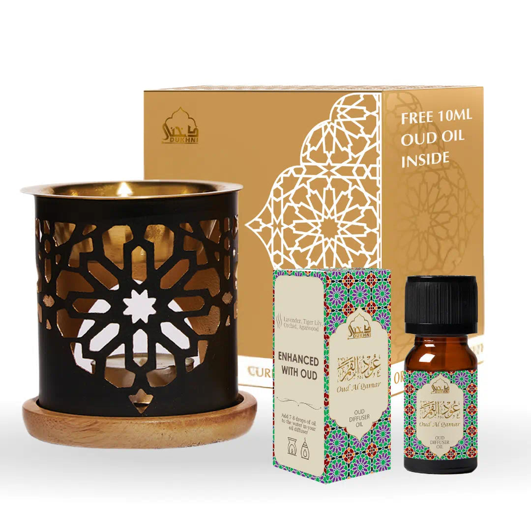 Dukhni Oud Al Qamar Diffuser Oil Set With Oriental Oil Burner