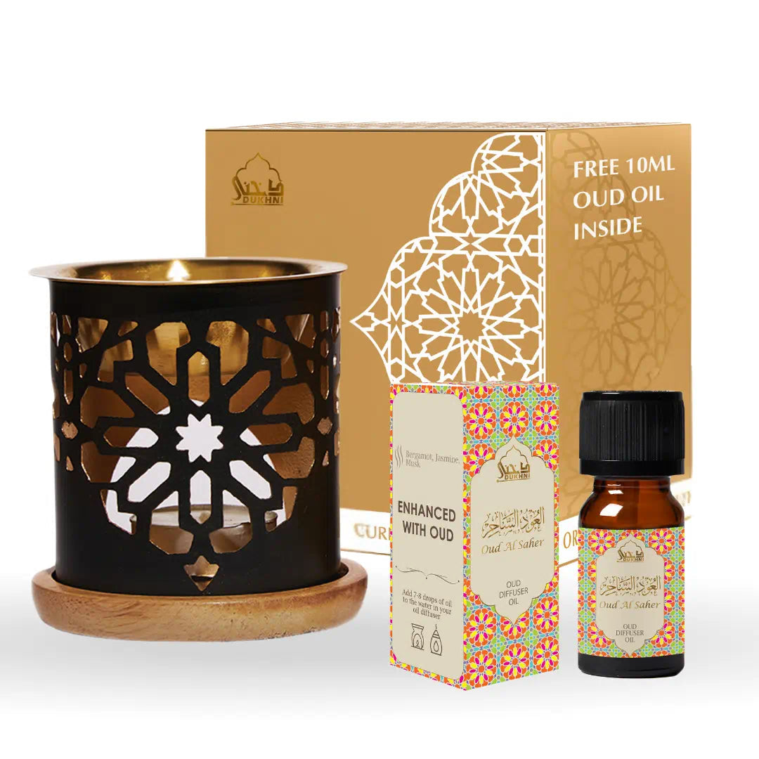 Dukhni Oud Al Saher Diffuser Oil Set With Oriental Oil Burner