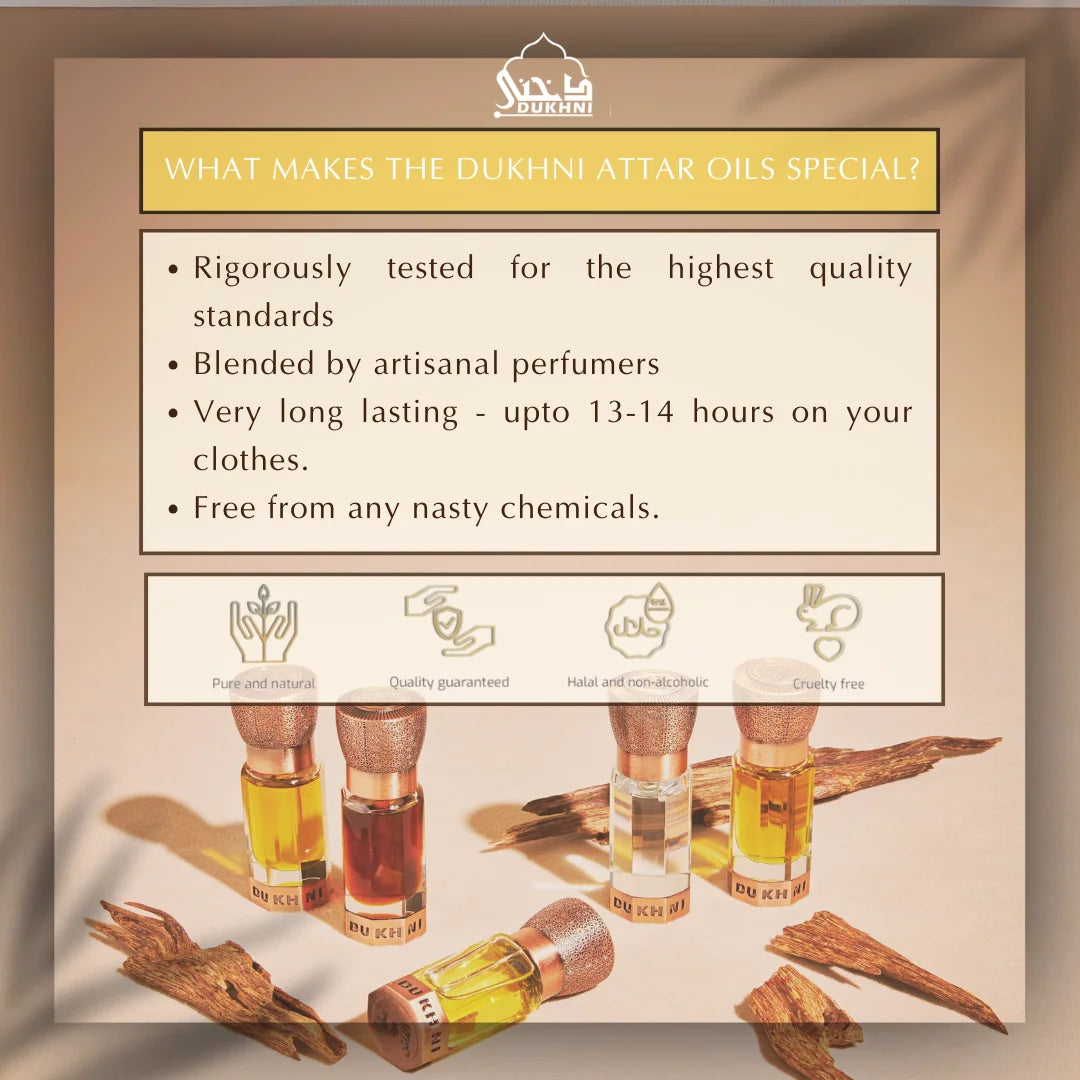 Dukhni Oud And White Musk Attar Combo Arabic Halal Pure Attars Free From Chemicals