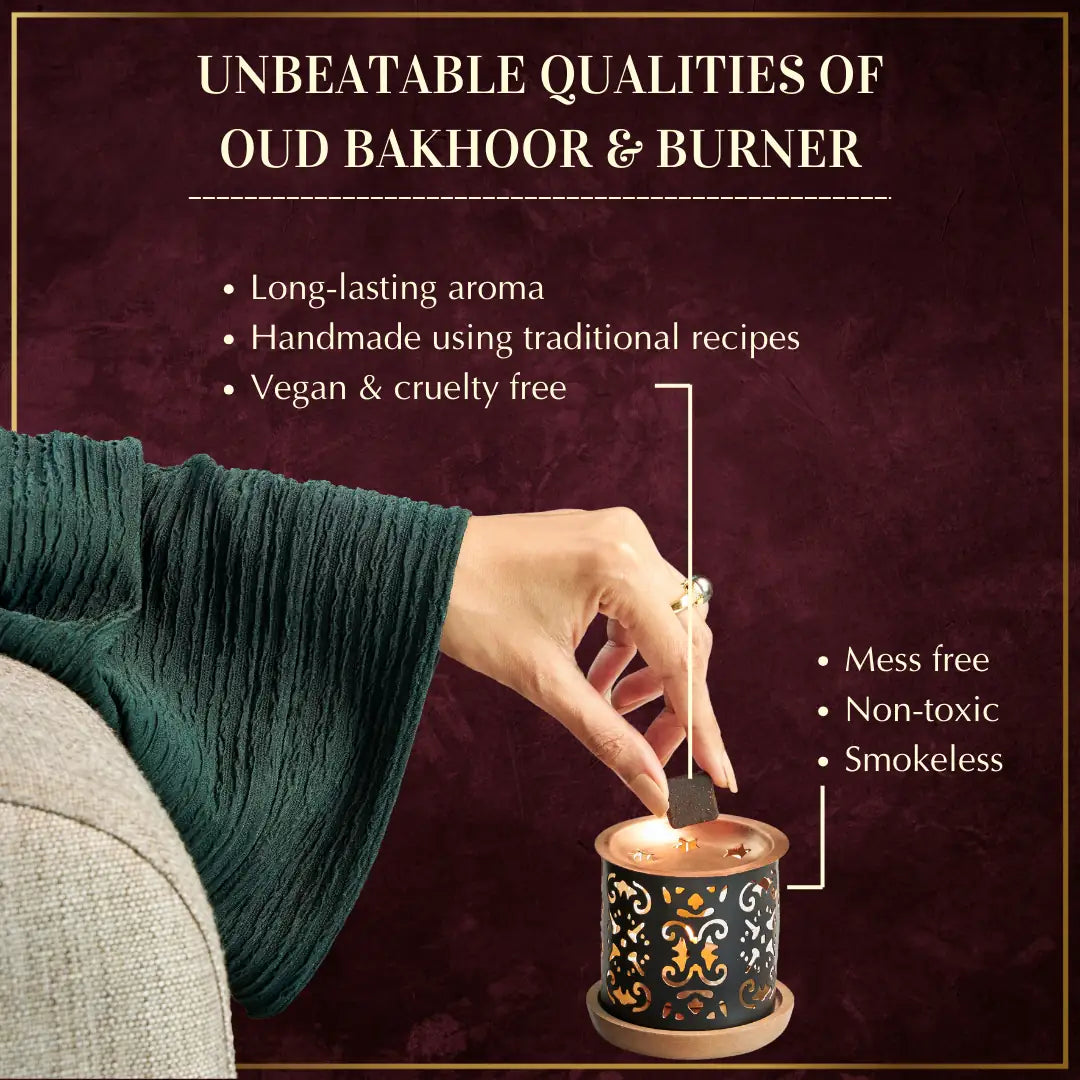 Dukhni Oud Bakhooor Long Lasting Handmade Cruelty Free And Non Toxic Mess Free Smokeless Burner