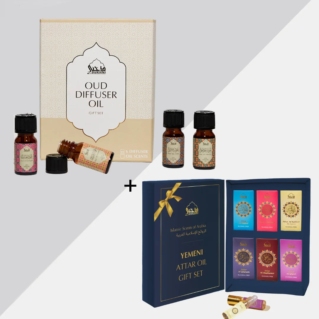 Dukhni Oud Diffuser Oil Gift Set For Home Office Yemeni Attar Oil Set Combo Eid Gift