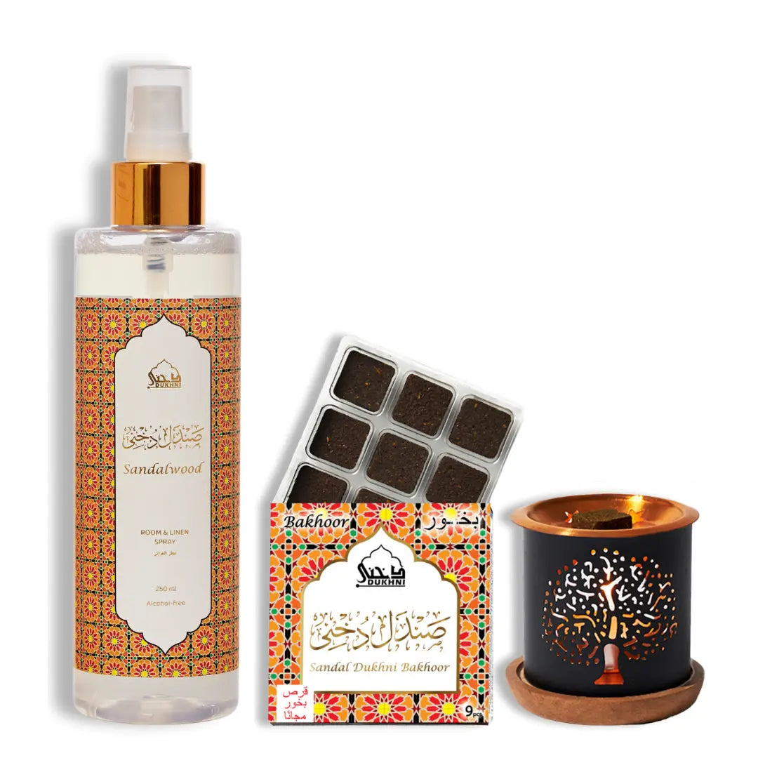Dukhni Sandal Bakhoor And Room And Linen Spray Combo 
