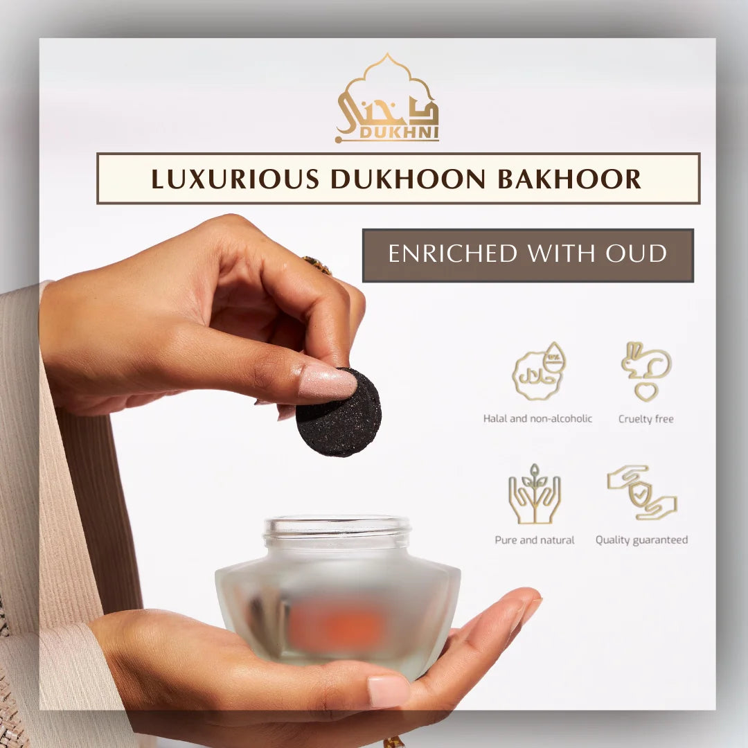 Dukhoon Jazeera Handmade Oudh Fragrance Vegan Cruelty Free Non Toxic Bakhoor High Quality Ramadan Eid Gift