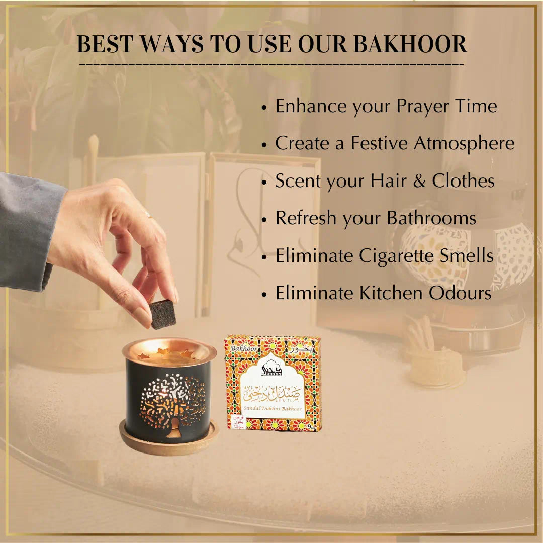 Enhance Prayer Time Eliminate Bad Odours Scent Your Clothes And Hair With Sandal Bakhoor And Burner IN