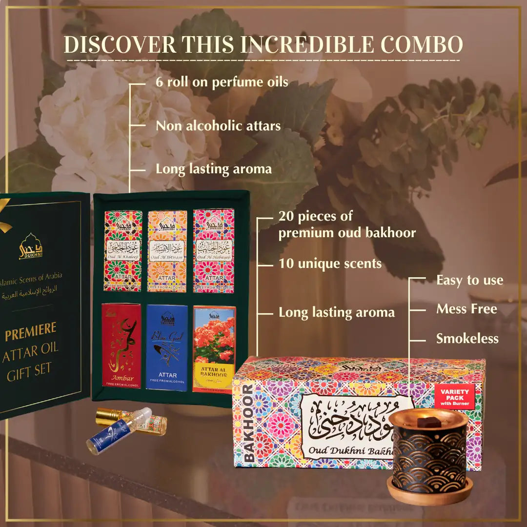 Get 10 Oud Bakhoor Scents With Smokeless Burner And 6 6ml Premium Non Alcoholic Roll On Perfume Oils