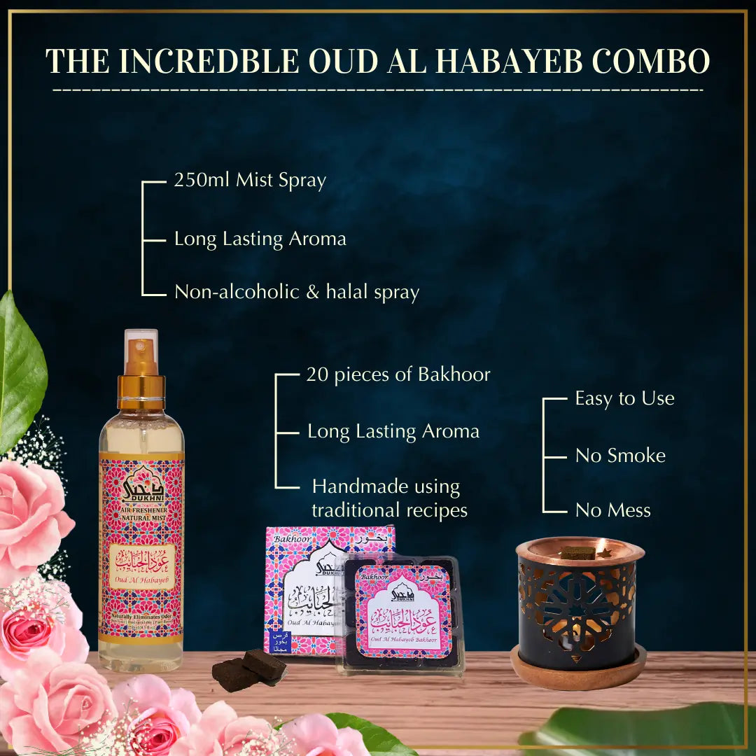 Get 10 Oud Bakhoor Incense Bricks With Smokeless Mess Free Incense Burner And 250ml Oud Air Freshener Spray