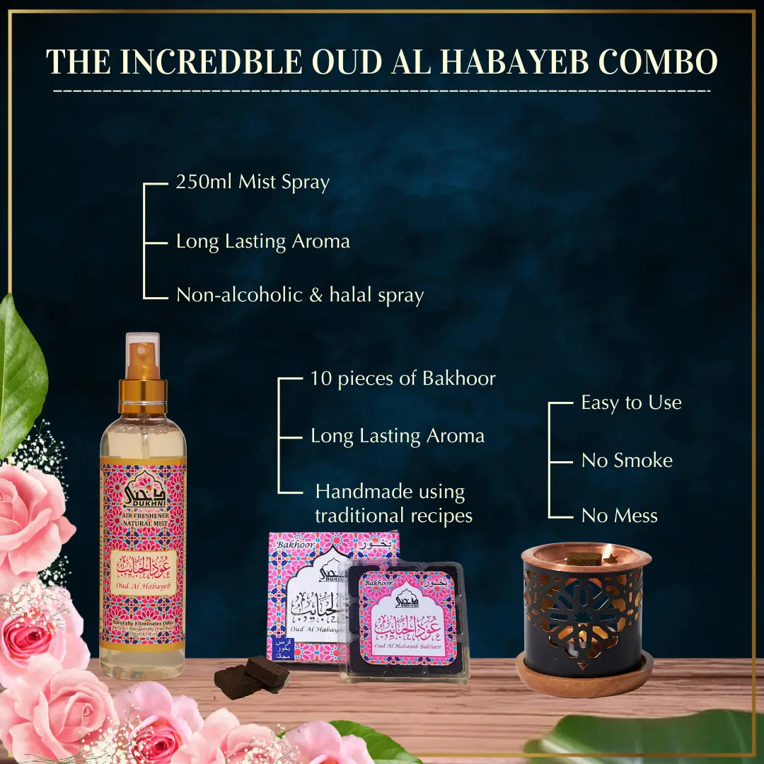 Get 10 Oud Habayeb Bakhoor Pieces With Smokeless Mess Free Burner And 250ml Mist Spray In This Combo IN