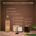 Get 10 Oud Ibtisam Bakhoor Pieces With Smokeless Mess Free Burner And 250ml Mist Spray In This Combo IN