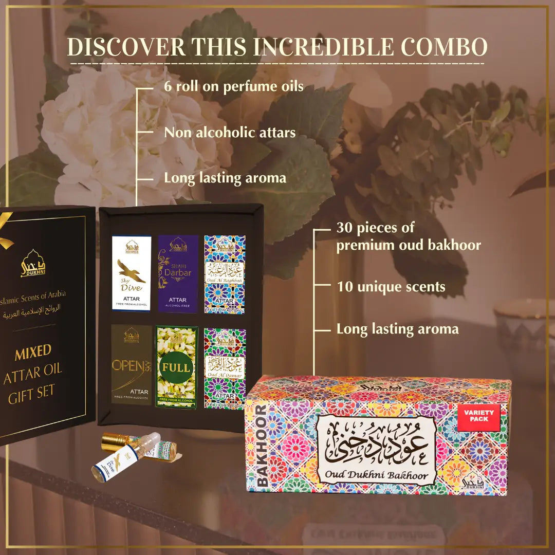 Get 30 Pieces Bakhoor 10 Assorted Scents And 6 6ml Premium Mixed Non Alcoholic Roll On Perfume Oils