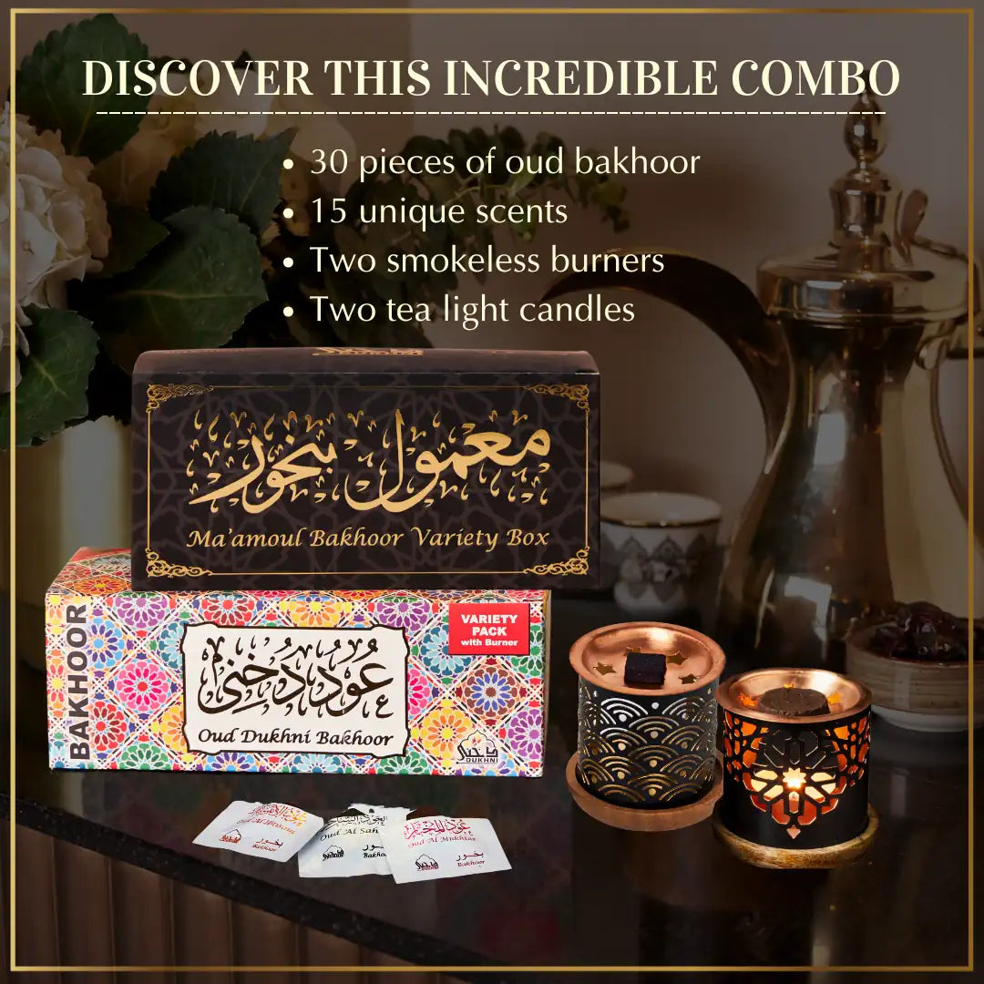 Get 30 Pieces Of Bakhoor 15 Scents With Smokeless Burners Authentic Arabic Incense Luxurious Premium Scents