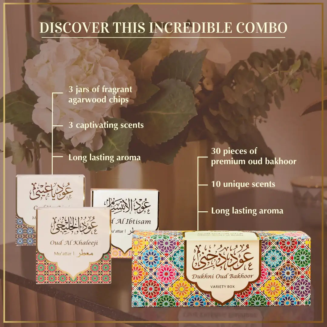 Oud ya Aini, Oud al Khaleeji, Oud al Ibtisam Muattar Bakhoor + Oud Bakhoor Variety Box | Refill Pack