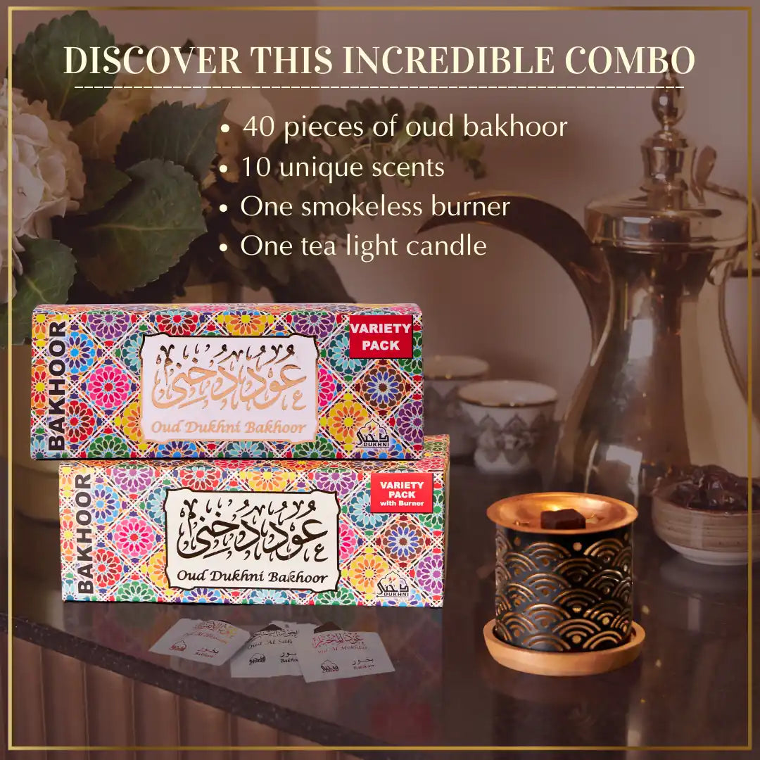 Get 50 Pieces Of Bakhoor 10 Scents With Smokeless Burner Authentic Arabic Incense Luxurious Premium Scents