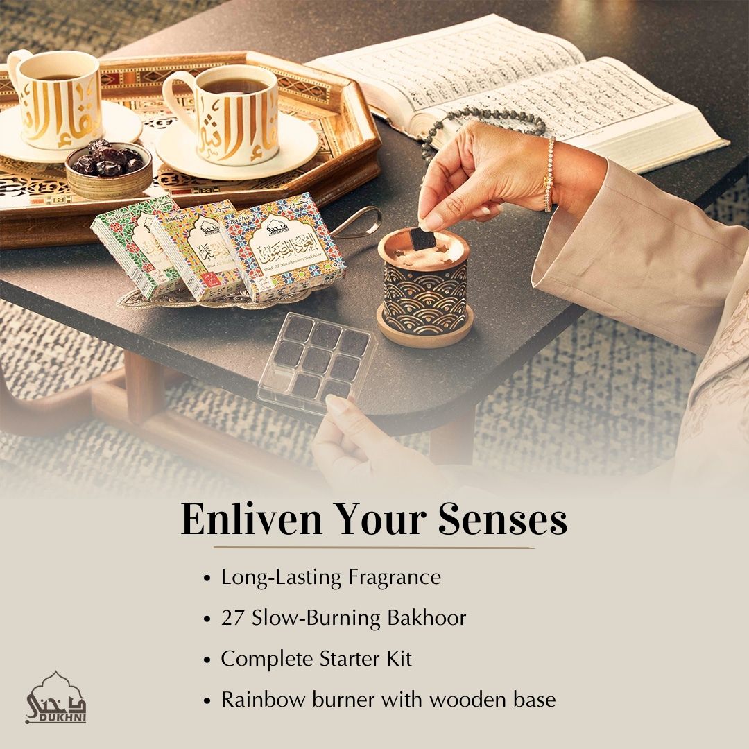 Oud Mukhtar, Madhmoon, Awatef Bakhoor & Rainbow Burner