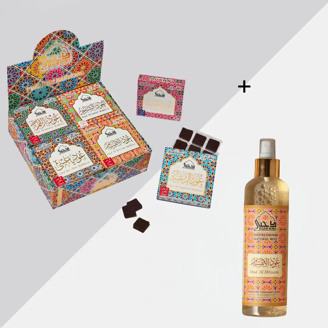 Oud Bakhoor Collection Set And Oud Al Ibtisam Room And Linen Spray Combo
