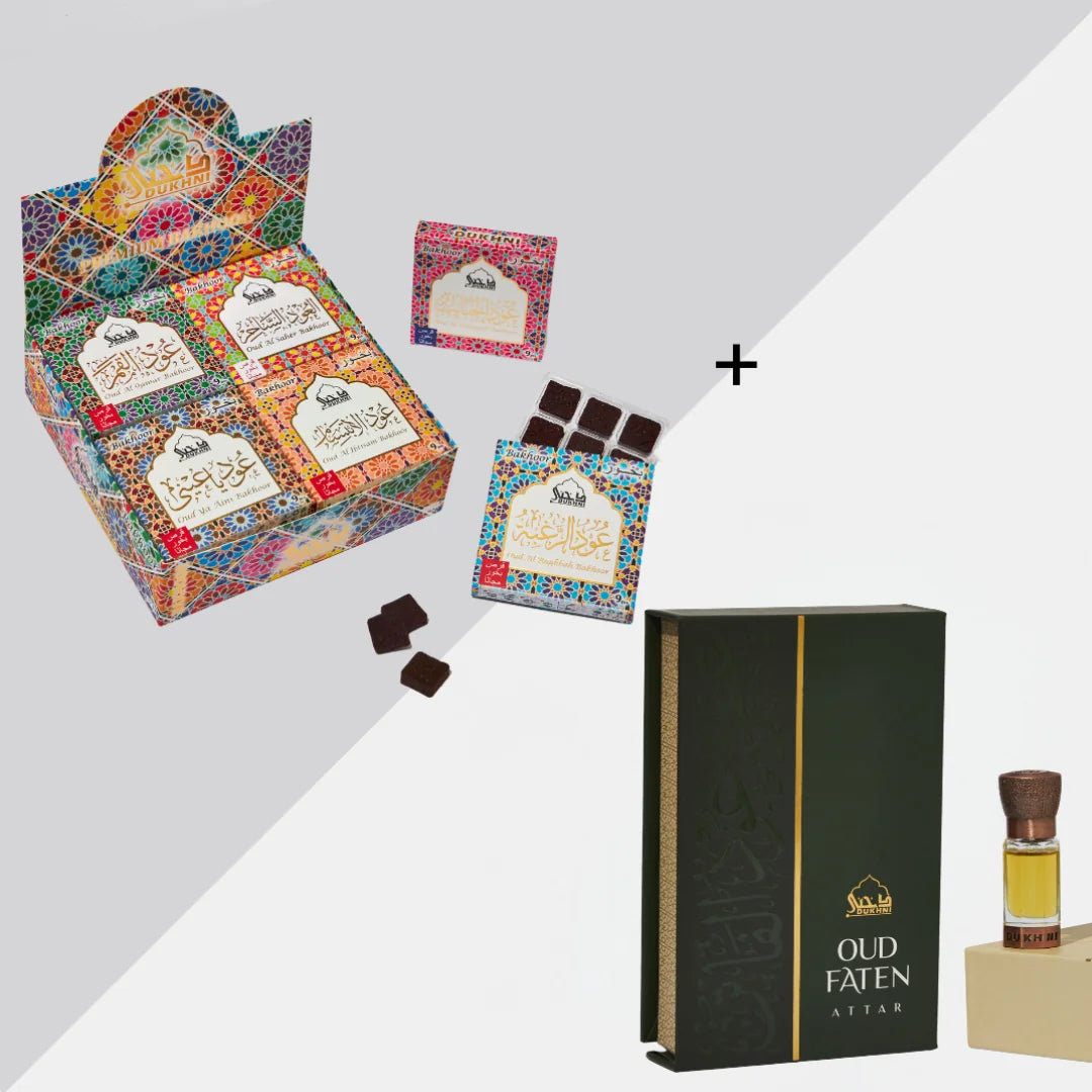 Oud Bakhoor Collection Set And Oud Faten Attar Oil Bakhoor And Attar Combo