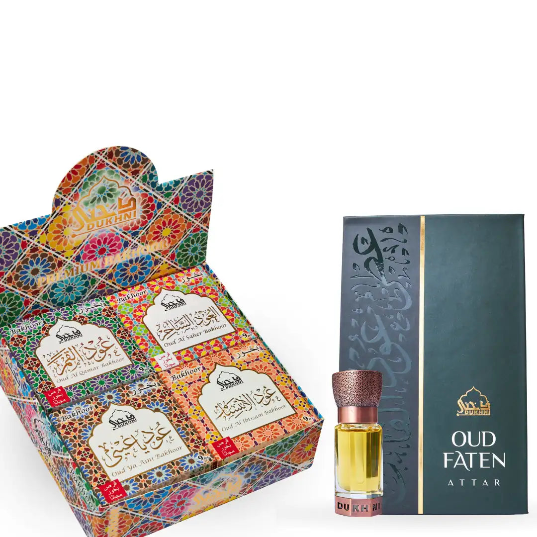 Oud Bakhoor Collection Set And Oud Faten Attar Oil Bakhoor And Attar Combo
