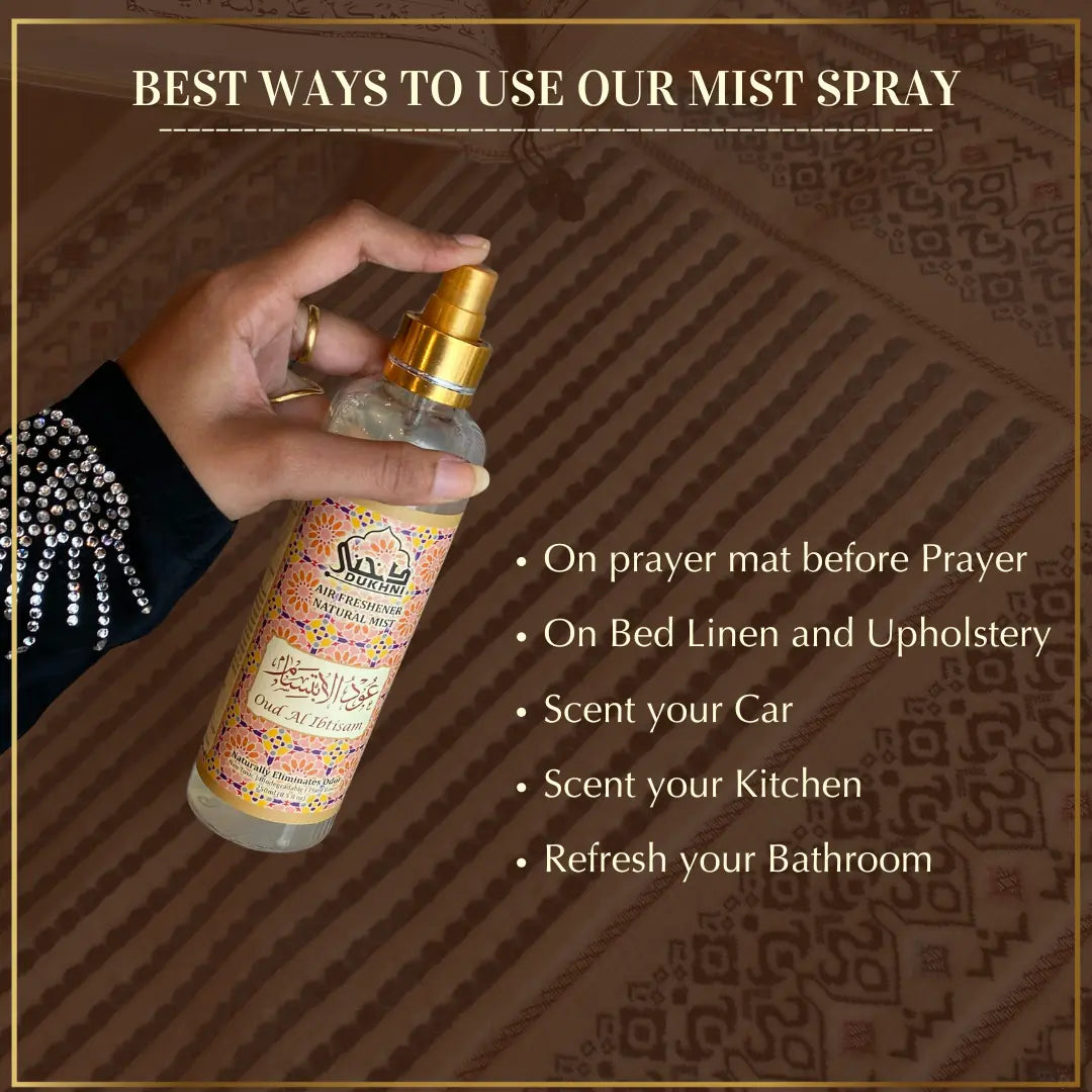 Oud Ibtisam Spray Use On Prayer Mat Living Room Bathroom Car Study Room Kitchen Upholstery